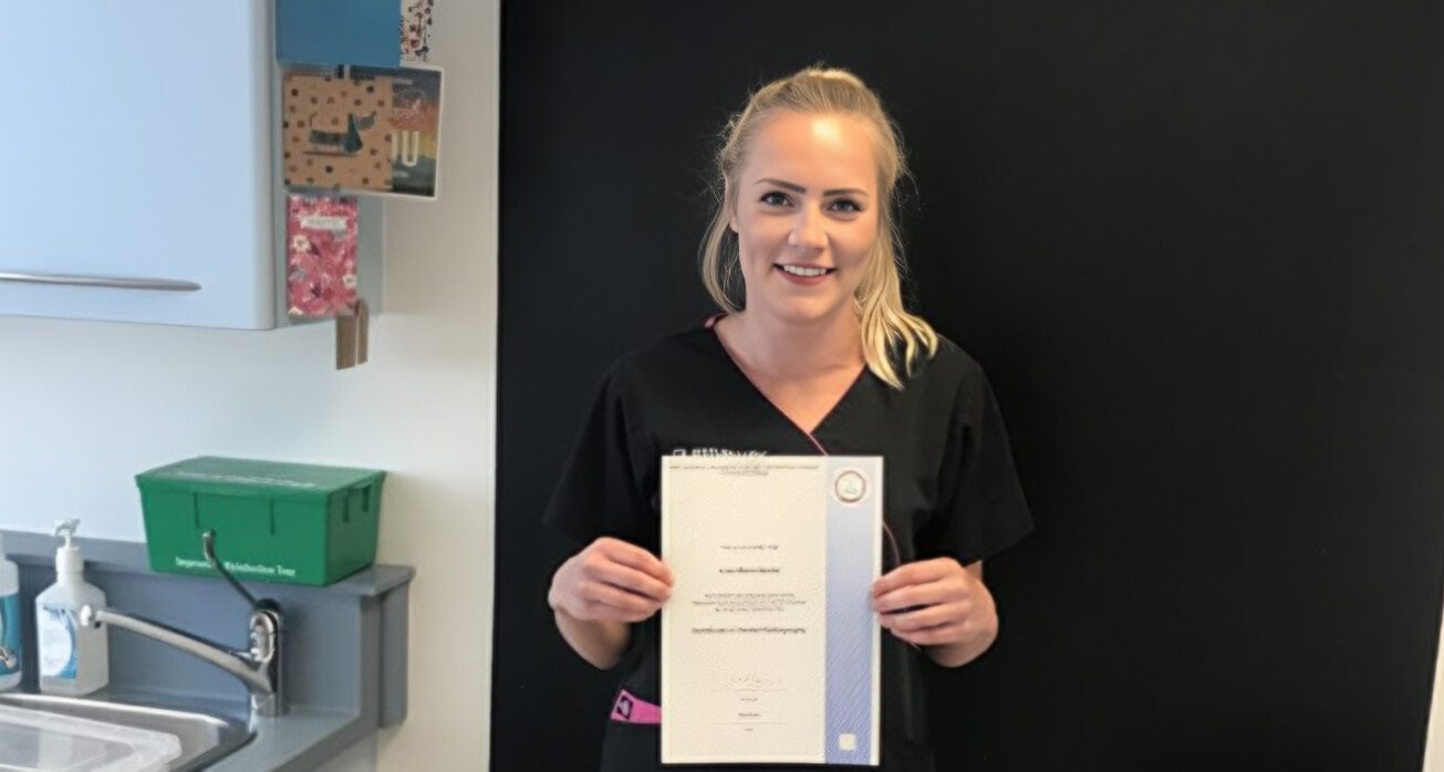Dental nurses Cara and Megan pass exams with flying colours