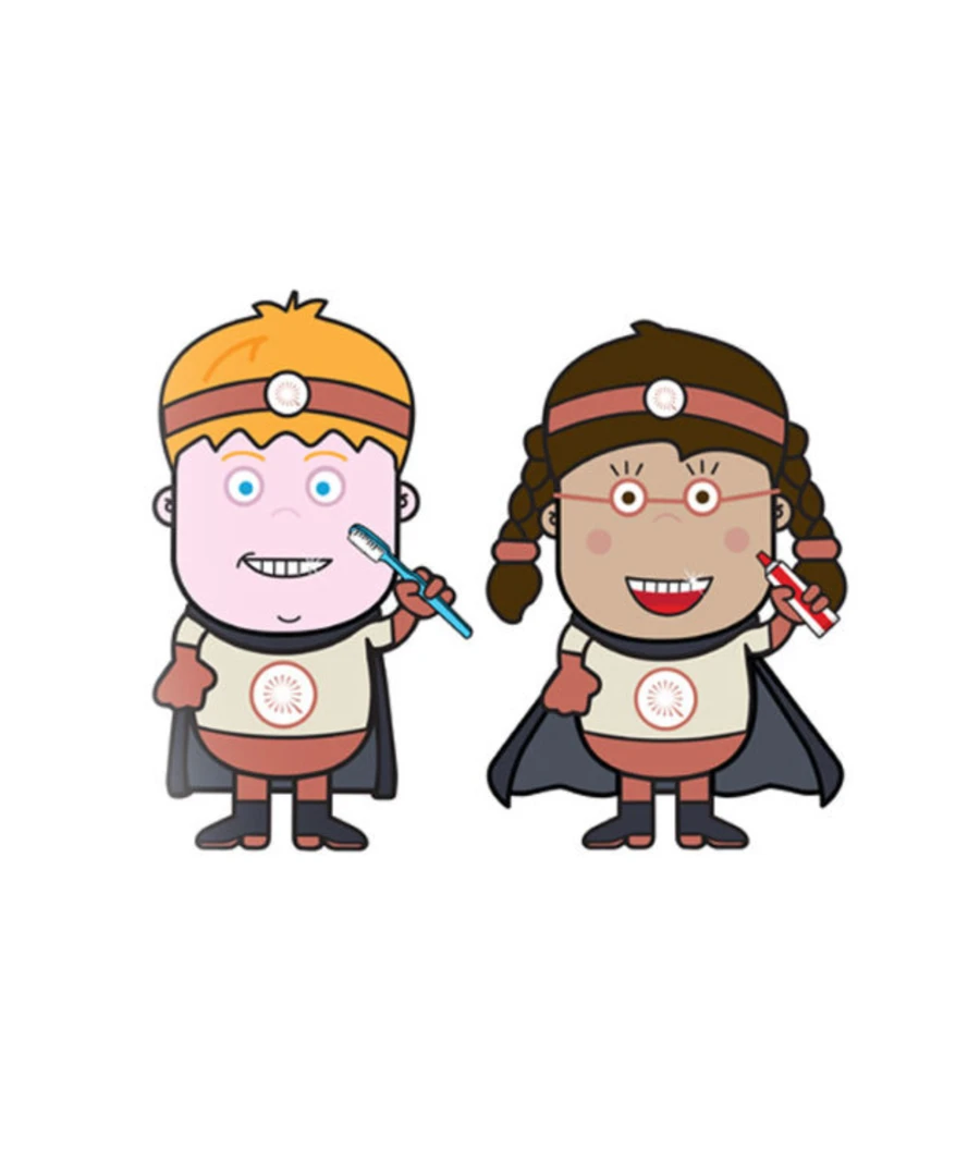 Toby and Tilly, the Queensway Tooth Troopers mascots Toby and Tilly, the Queensway Tooth Troopers mascots