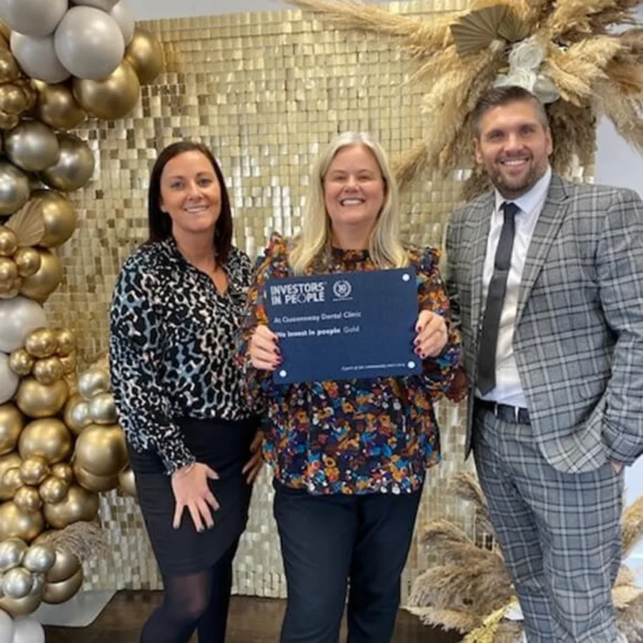 The Queensway Dental team with their Investors in People Gold award The Queensway Dental team with their Investors in People Gold award